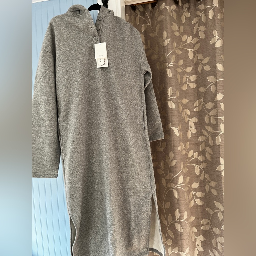 Gray Long fleece hoodie sweatshirt
